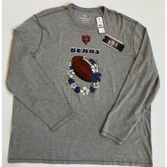 Tommy Bahama Gray Chicago Bears Sport Lei Pass Long Sleeve T-Shirt Mens Size 3XL - Picture 10 of 12